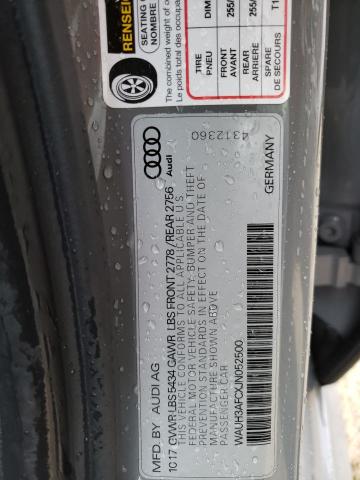 WAUH3AFCXJN052500 - 2018 AUDI A6 PRESTIGE GRAY photo 12