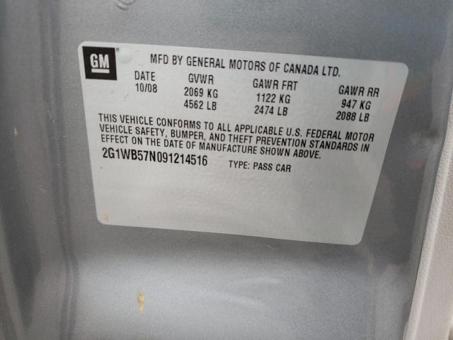 2G1WB57N091214516 - 2009 CHEVROLET IMPAL LS GRAY photo 12