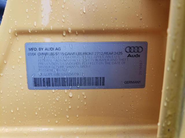 WAUPL68E55A044972 - 2005 AUDI S4 YELLOW photo 12