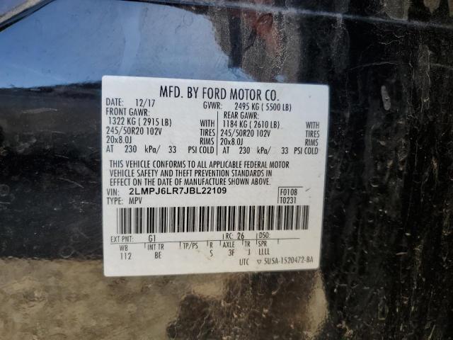 2LMPJ6LR7JBL22109 - 2018 LINCOLN MKX RESERVE Սև լուսանկար 13