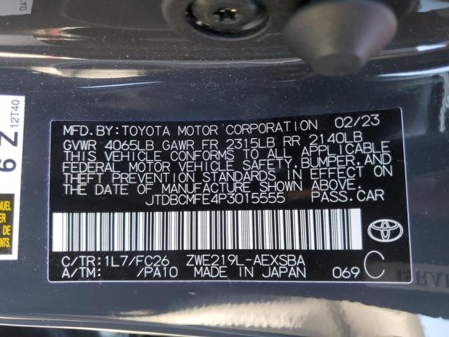 JTDBCMFE4P3015555 - 2023 TOYOTA COROLLA LE BLACK photo 12