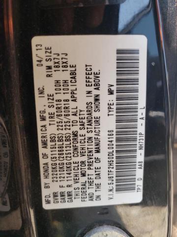 5J6TF2H50DL004166 - 2013 HONDA CROSSTOUR EXL შავი ფოტო 12