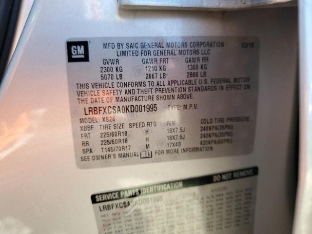 LRBFXCSA0KD001995 - 2019 BUICK ENVISION ESSENCE Արծաթագույն լուսանկար 13