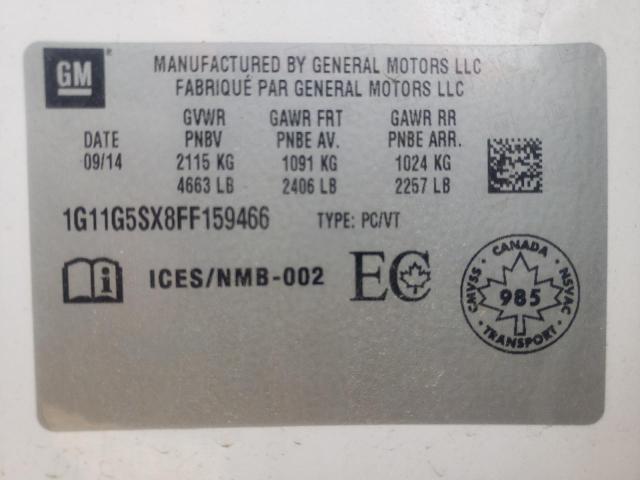 1G11G5SX8FF159466 - 2015 CHEVROLET MALIBU LTZ თეთრი ფოტო 12