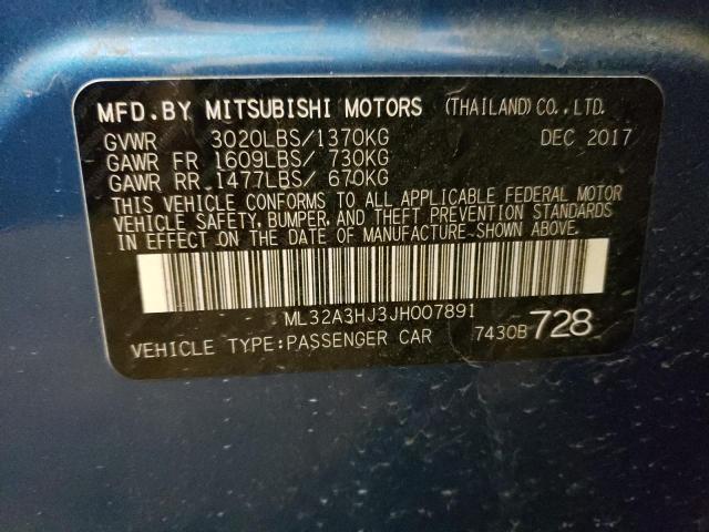 ML32A3HJ3JH007891 - 2018 MITSUBISHI MIRAGE ES BLUE photo 13