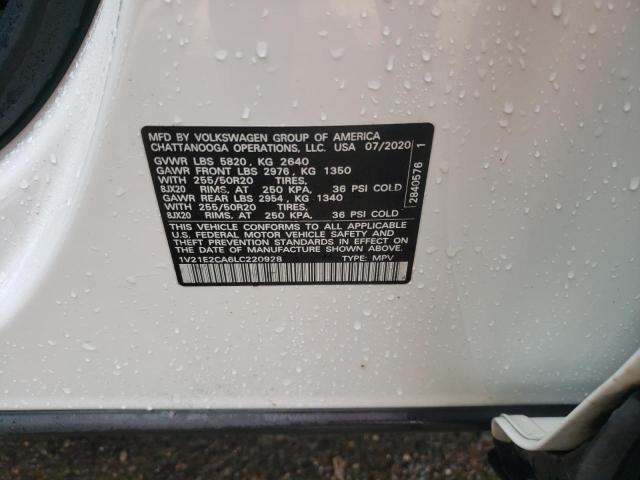 1V21E2CA6LC220928 - 2020 VOLKSWAGEN ATLAS CROS SE Blanc photo 12