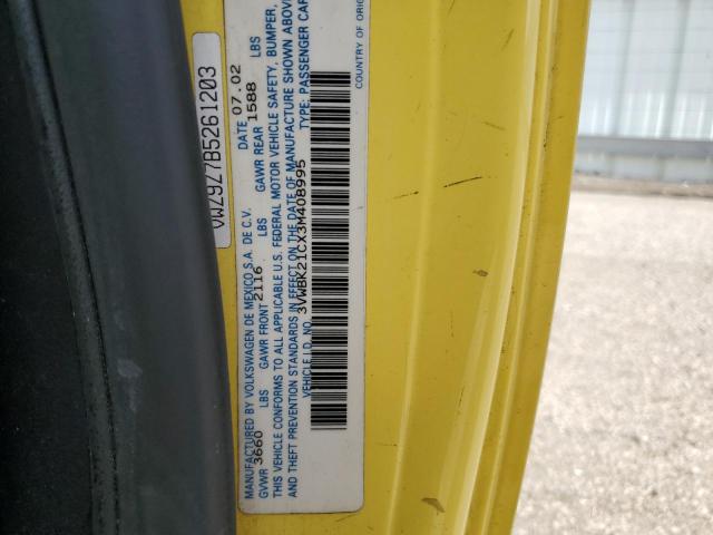 3VWBK21CX3M408995 - 2003 VOLKSWAGEN NEW BEETLE GL 黄色 照片 12