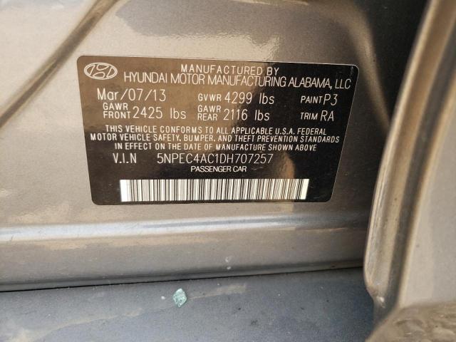 5NPEC4AC1DH707257 - 2013 HYUNDAI SONATA SE CHARCOAL photo 10