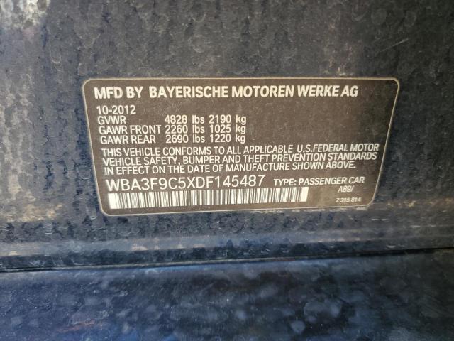 WBA3F9C5XDF145487 - 2013 BMW ACTIVEHYBR BLACK photo 12