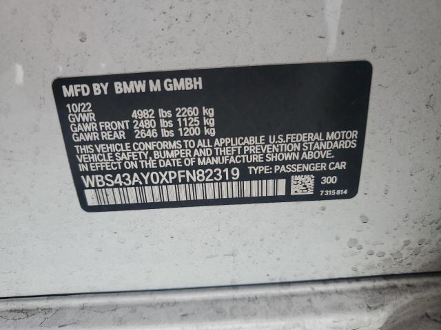 WBS43AY0XPFN82319 - 2023 BMW M3 COMPETITION თეთრი ფოტო 12