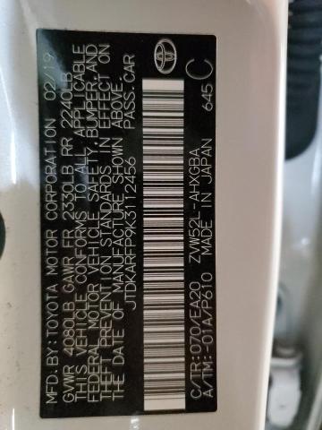 JTDKARFP9K3112456 - 2019 TOYOTA PRIUS PRIM 白色 照片 13