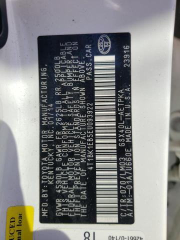 4T1BK1EB5EU093922 - 2014 TOYOTA AVALON BASE 白色 照片 13