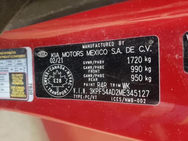 3KPF54AD2ME345127 - 2021 KIA FORTE EX RED photo 13