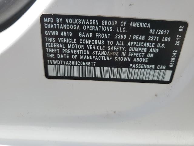 1VWDT7A30HC055517 - 2017 VOLKSWAGEN PASSAT R-LINE Weiß Foto 12