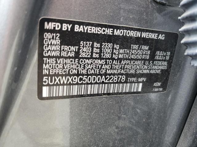 5UXWX9C50D0A22878 - 2013 BMW X3 XDRIVE28I GRAY photo 12