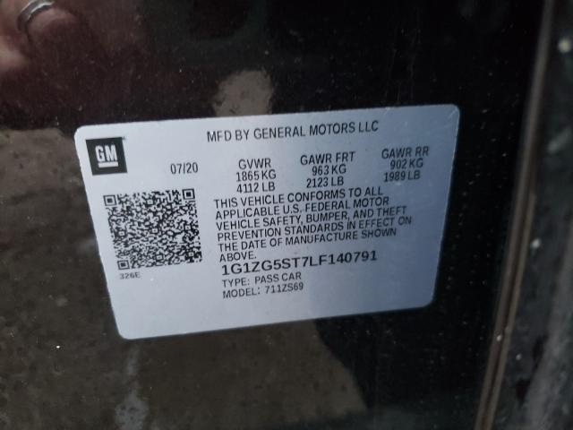 1G1ZG5ST7LF140791 - 2020 CHEVROLET MALIBU RS 勃艮第红 照片 10