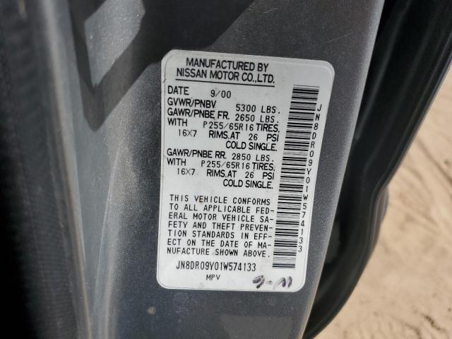 JN8DR09Y01W574133 - 2001 NISSAN PATHFINDER LE 灰色 照片 13