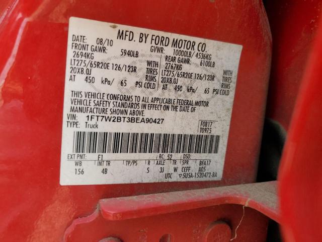 1FT7W2BT3BEA90427 - 2011 FORD F250 SUPER DUTY RED photo 12