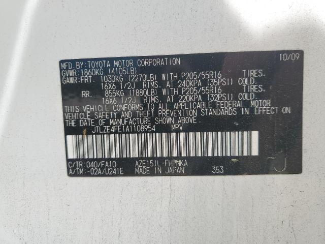 JTLZE4FE1A1108954 - 2010 TOYOTA SCION XB 白色 照片 12