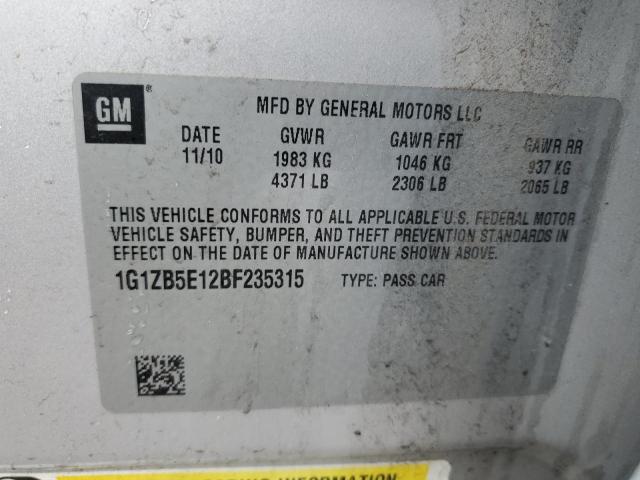 1G1ZB5E12BF235315 - 2011 CHEVROLET MALIBU LS SILVER photo 12