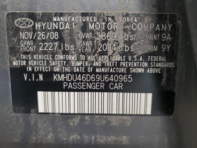 KMHDU46D69U640965 - 2009 HYUNDAI ELANTRA GLS GRAY photo 13