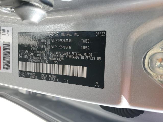 5TDGZRAH9NS130182 - 2022 TOYOTA HIGHLANDER XLE SILVER photo 13