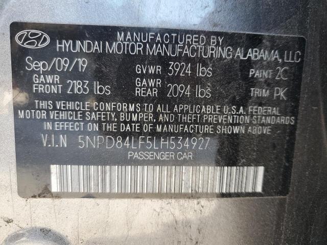 5NPD84LF5LH534927 - 2020 HYUNDAI ELANTRA SEL GRAY photo 12