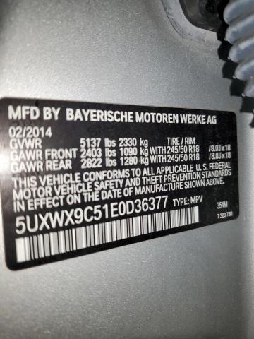 5UXWX9C51E0D36377 - 2014 BMW X3 XDRIVE28I SILVER photo 13