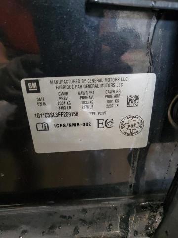 1G11C5SL3FF259158 - 2015 CHEVROLET MALIBU 1LT BLACK photo 12