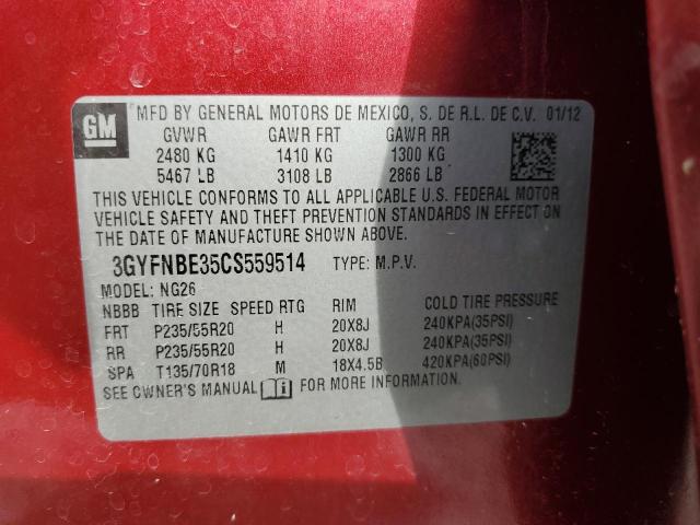 3GYFNBE35CS559514 - 2012 CADILLAC SRX PERFORMANCE COLLECTION Rouge photo 13