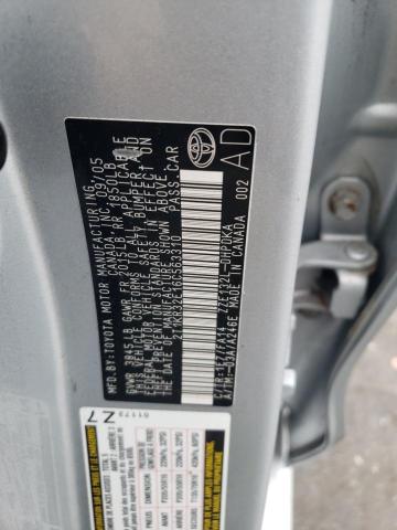 2T1KR32E16C563310 - 2006 TOYOTA COROLLA MA XR SILVER photo 12
