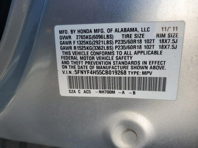 5FNYF4H55CB019268 - 2012 HONDA PILOT EXL Silber Foto 13