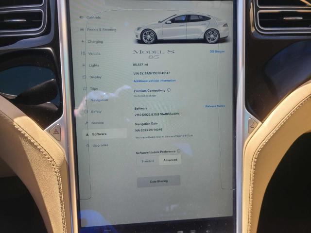 5YJSA1H13EFP45147 - 2014 TESLA MODEL S Ağ foto 8