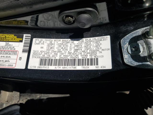 3TMJU62N56M022778 - 2006 TOYOTA TACOMA DOUBLE CAB PRERUNNER BLACK photo 12