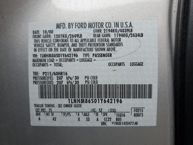 1LNHM86S01Y642196 - 2001 LINCOLN LS 银色 照片 12