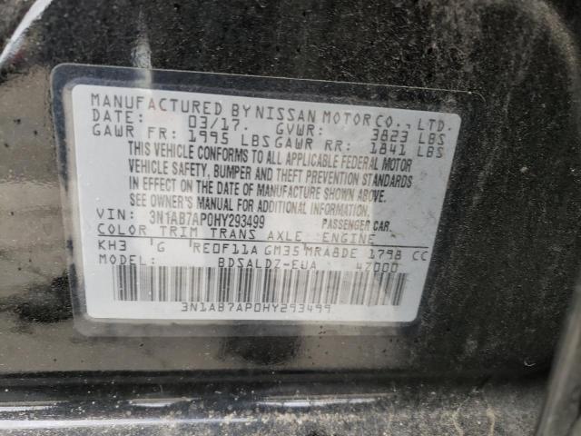 3N1AB7AP0HY293499 - 2017 NISSAN SENTRA S BLACK photo 12