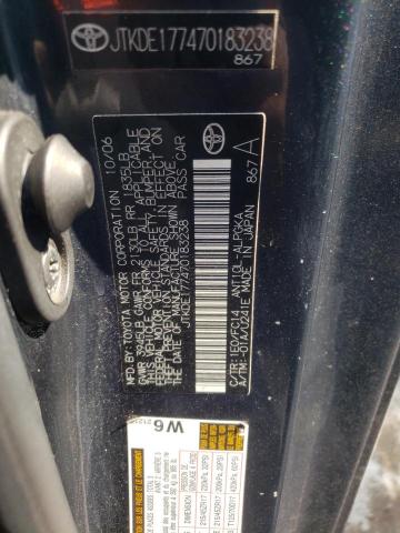 JTKDE177470183238 - 2007 TOYOTA SCION TC BLACK photo 12