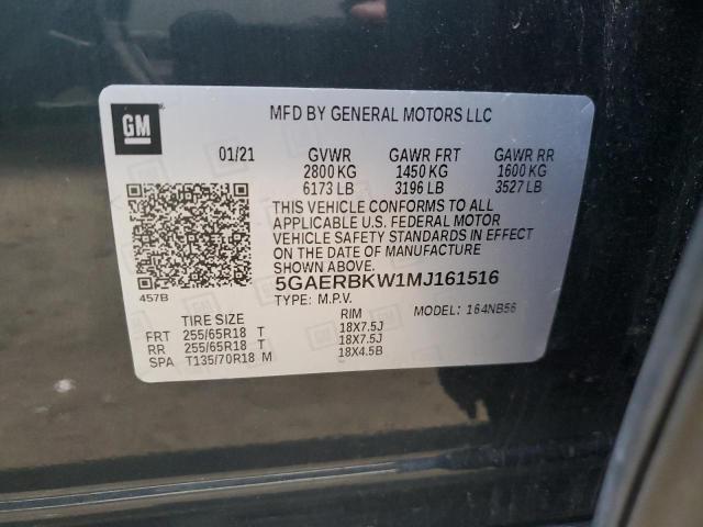 5GAERBKW1MJ161516 - 2021 BUICK ENCLAVE ESSENCE გრაფიტი ფოტო 13