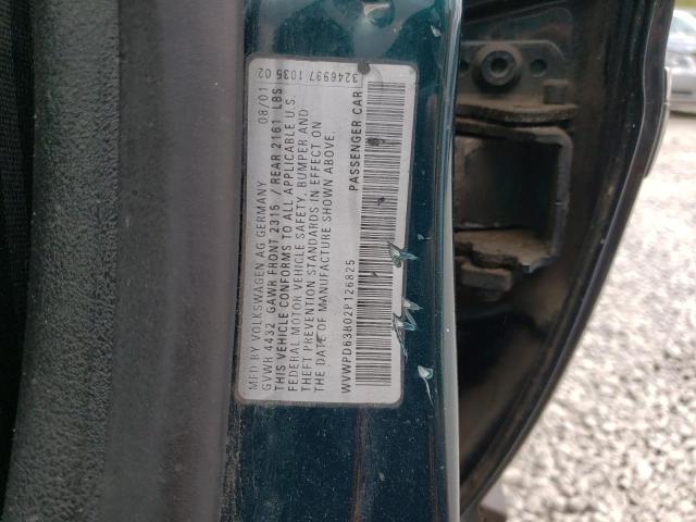 WVWPD63B02P126825 - 2002 VOLKSWAGEN PASSAT GLS GREEN photo 12