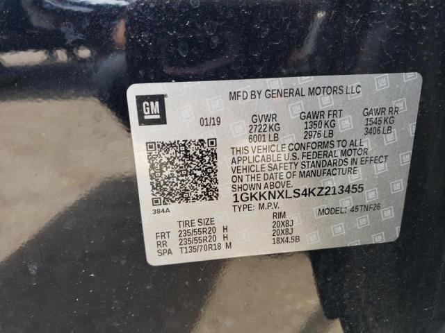 1GKKNXLS4KZ213455 - 2019 GMC ACADIA DENALI BLACK photo 13