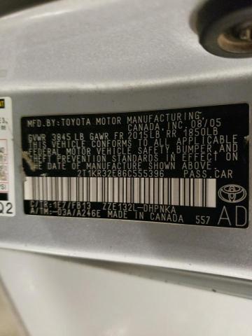 2T1KR32E86C555396 - 2006 TOYOTA COROLLA MA XR SILVER photo 12