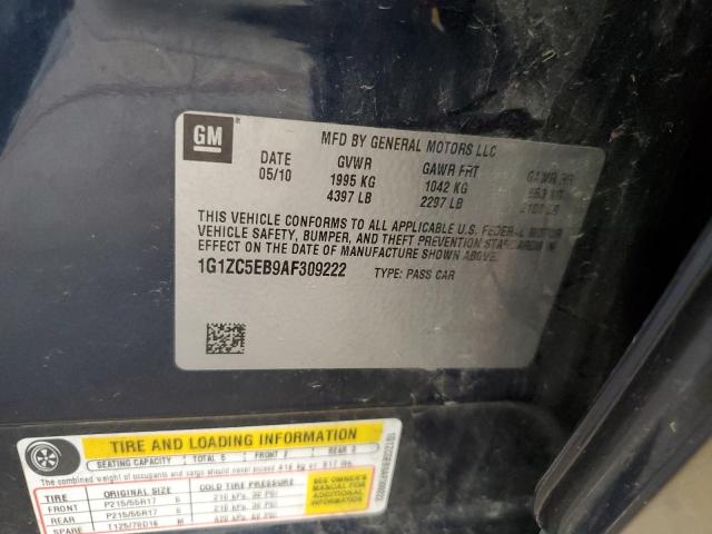 1G1ZC5EB9AF309222 - 2010 CHEVROLET MALIBU 1LT 蓝色 照片 12