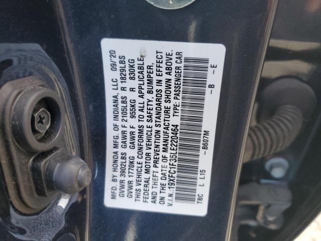 19XFC1F35LE220464 - 2020 HONDA CIVIC EX GRAY photo 12