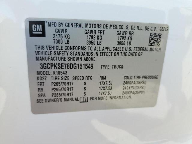 3GCPKSE78DG151549 - 2013 CHEVROLET SILVERADO K1500 LT WHITE photo 13