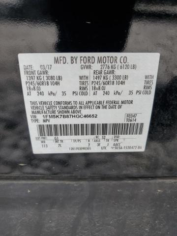 1FM5K7B87HGC46652 - 2017 FORD EXPLORER BLACK photo 12