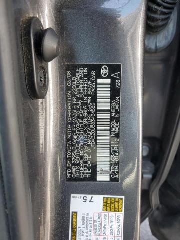 JTDKB20U883434582 - 2008 TOYOTA PRIUS GRAY photo 13