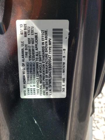 5FNRL5H47EB009547 - 2014 HONDA ODYSSEY EX GRAY photo 12