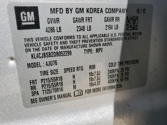 KL4CJBSB2DB052299 - 2013 BUICK ENCORE CONVENIENCE 银色 照片 13