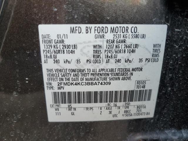 2FMDK4KC3BBA74309 - 2011 FORD EDGE LIMITED TAN photo 14