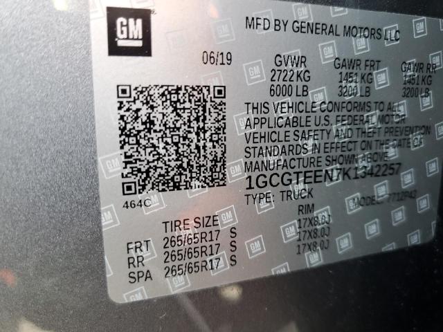 1GCGTEEN7K1342257 - 2019 CHEVROLET COLORADO ZR2 CHARCOAL photo 14